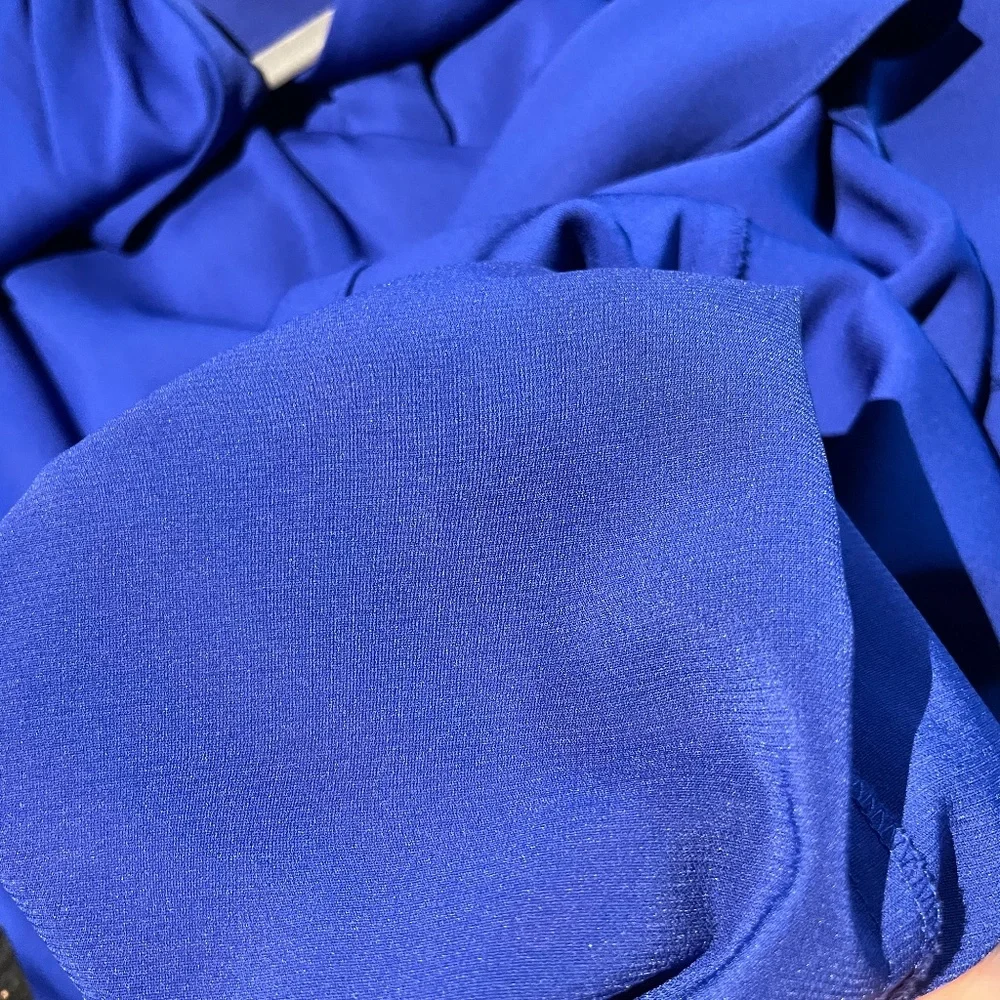 Nicole Miller NY Gold Label Collection RoyalCobalt Blue sleeveless faux-wrap sz6 - Picture 6 of 7